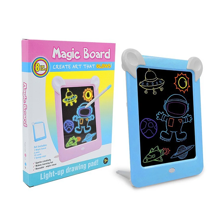 3D Fluorescence LED Drawing Board Toys For Children Aged 3+ Learning Toys Puzzle Early Education Drawing Board Toy