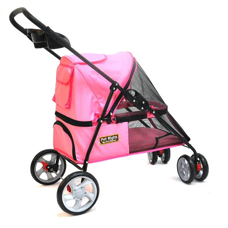 
Hot Selling 4 wheels Colorful Oxford Foldable Reversible Breathable Pet Dog Travel Stroller Trolley 