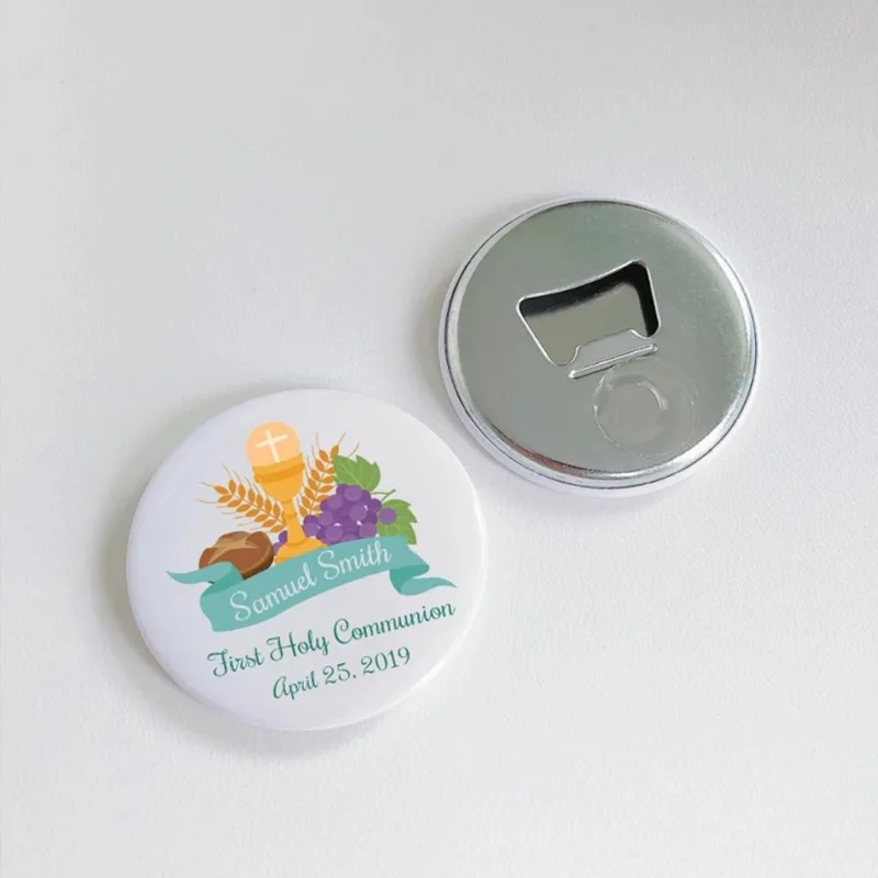 Customized Logo Round Refrigerator Magnet Tin Badge Button Magnetic Wine Beer Bottle Opener