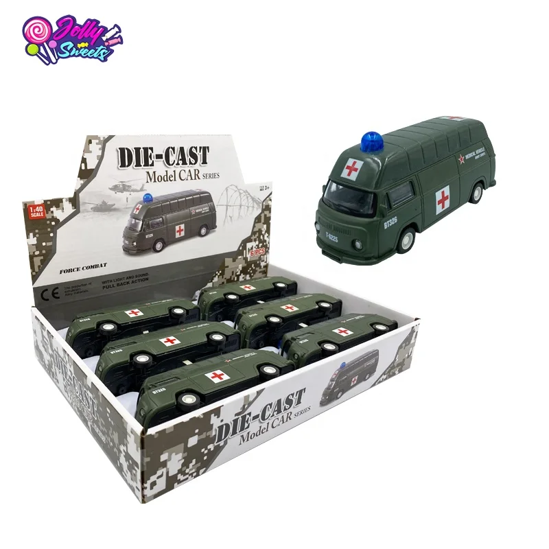 New Arrival Pull Back Army Ambulance Die Cast Toy Light And Sound Car Model for kids Toy Vehicle