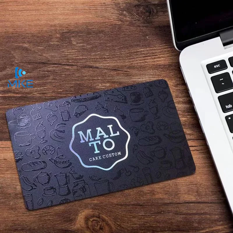 Custom luxury embossed frost uv black plastic pvc cards