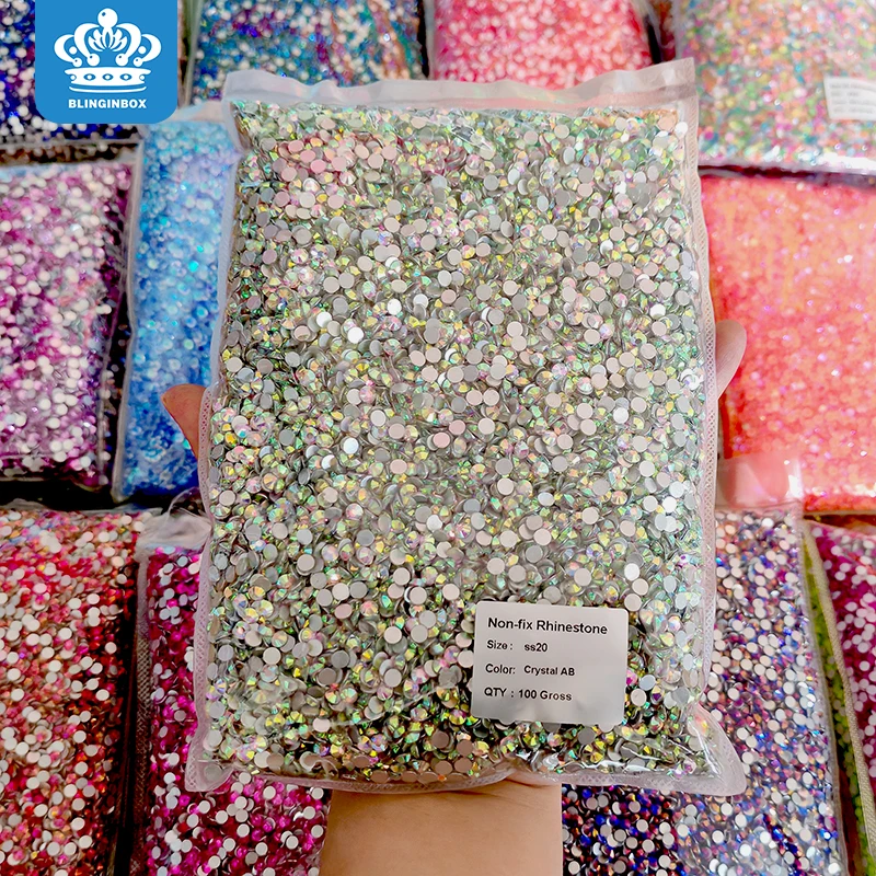 Factory Wholesale SS6-SS20 14400pcs Bulk Package Crystal Glass Rhinestones Flatback Non hotfix Rhinestone For Nail Art Garment