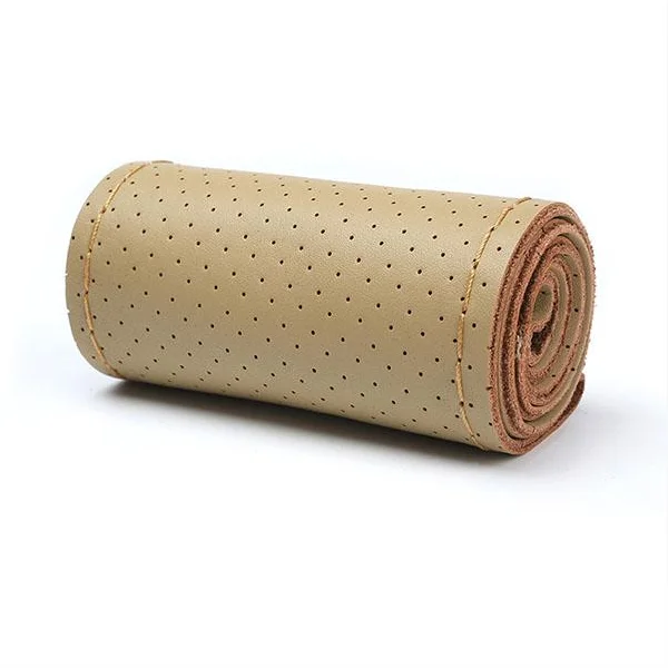 
Однотонный дышащий дизайн с отверстиями износостойкая кожа 38 см подходит для большинства рулевых колес автомобиля 