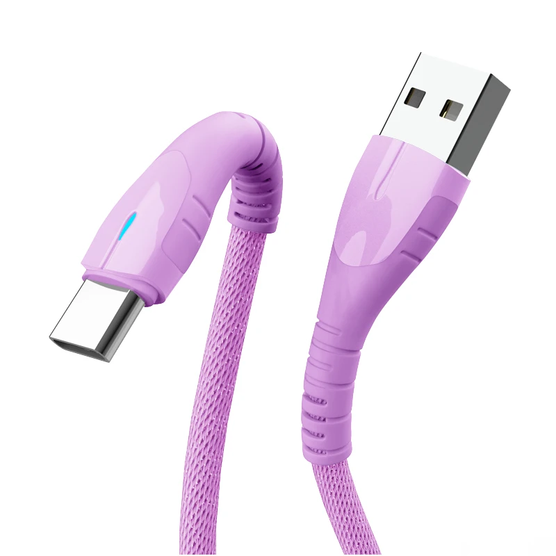 Wik-YD  Fresh New Six Colors OD 3.8 3A 5A 6A Fast Charge Micro Type c for type i Data Cable With LED Light