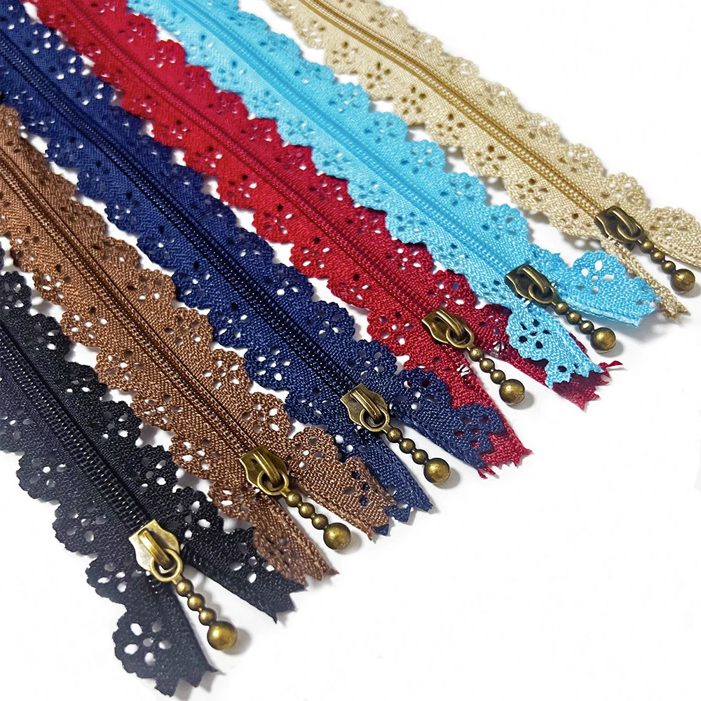 Manufacturers Colorful  Dress Bag Closed End Vintage Exquisite Zipper Flower Trim Edge #3 Nylon Lace Zipper