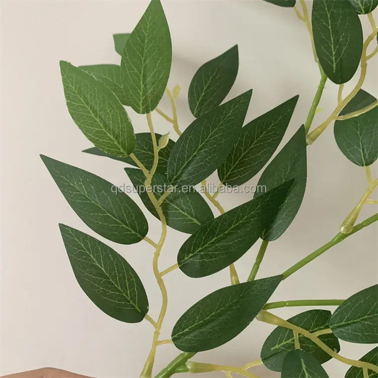 L-490 Hot sale luxury artificial green leaves and tree branches artificial leaf green with eucalyptus willow