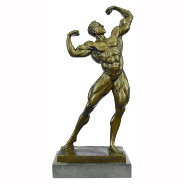 Home decoration metal figure sculpture life size handmade bronze bodybuilder statue for sale