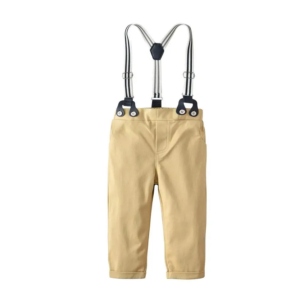 Baby Boys Clothes Sets kids birthday wedding gentleman suit Long Sleeve Bow rompers + Suspenders Pants Newborn Boy 2PCS Outfits