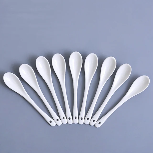 Porcelain Coffee Mixing Spoon Bone China Small Spoon Kitchen Tool Ceramic Mini Salt Spoon