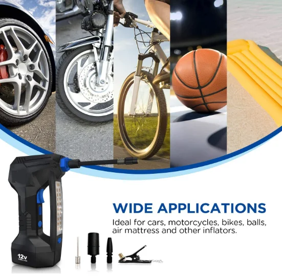 Portable Air Compressor, 150PSI Cordless Tire Inflator Pump with Digital Pressure Gauge Air Pump with 12V Car Adapter for Car