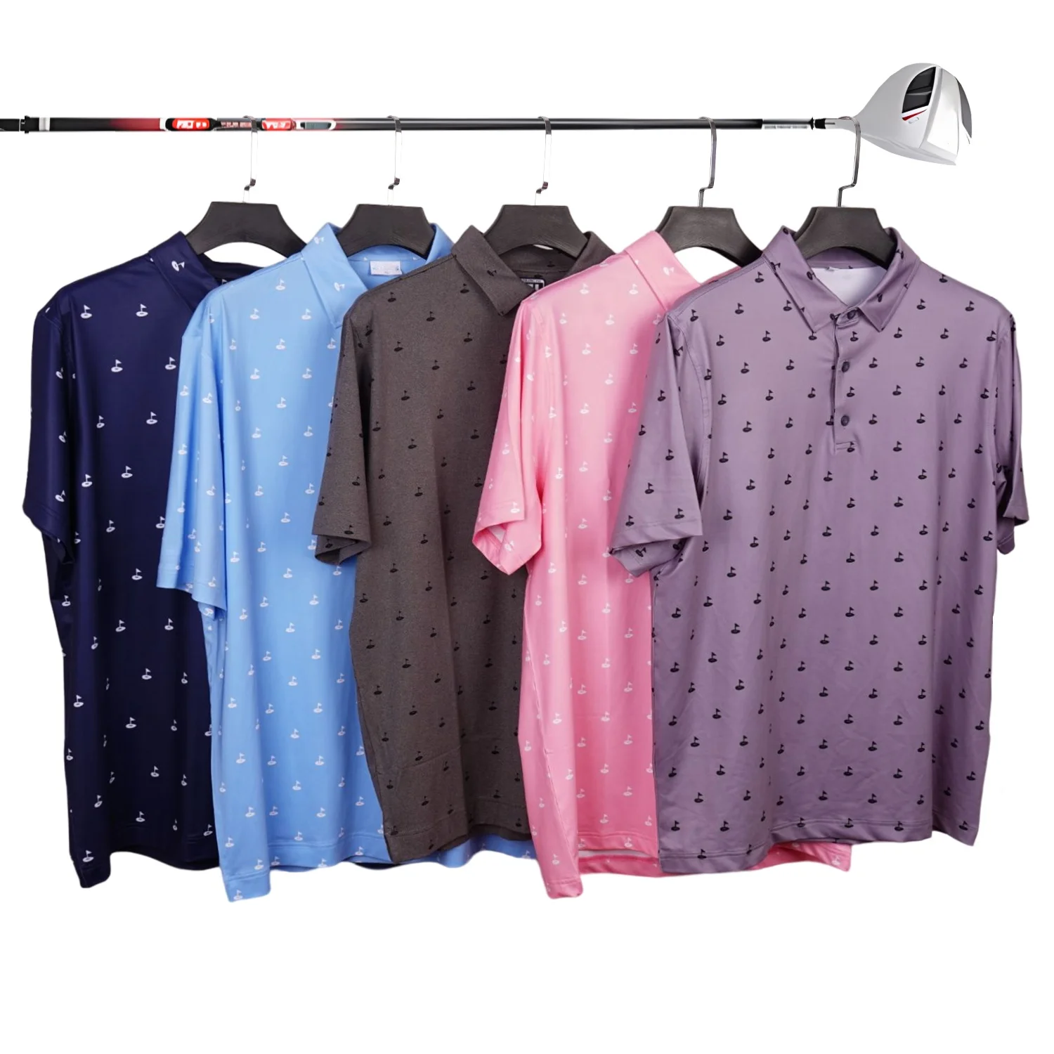 Golf Player Polo T Shirts For Men Custom Logo Luxury High Quality Elastic Golf Clothes All Over Print Polyester Mens golf shirts