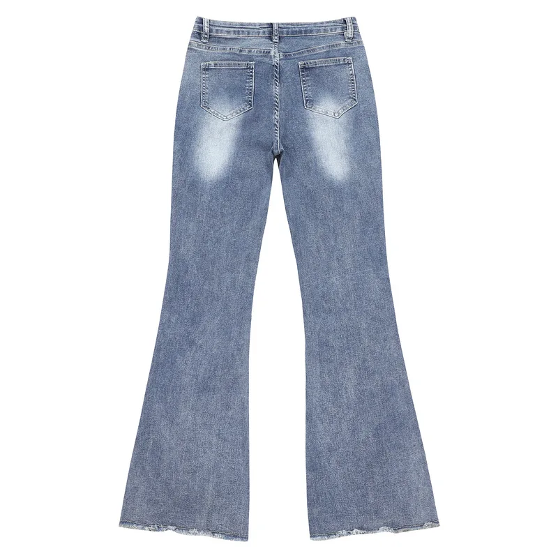 High Quality Wide Flared Ripped Casual Custom Fashion OEM Hip Hop Jeans Men