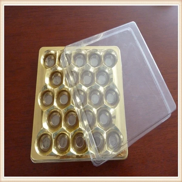disposable chocolate box , 24 cavity chocolate container with clear lid/ cake box packaging