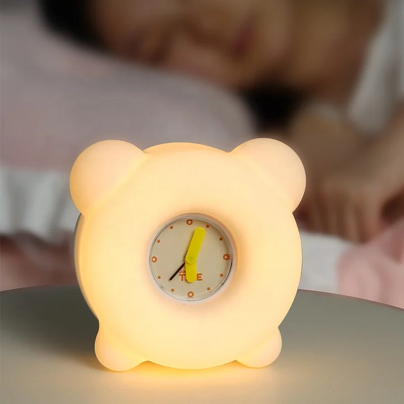 Hot Sale Silicone Clock Silicon Led Night Light Up Toys for Kids Room Led Cute Alarm Clock And Speaker