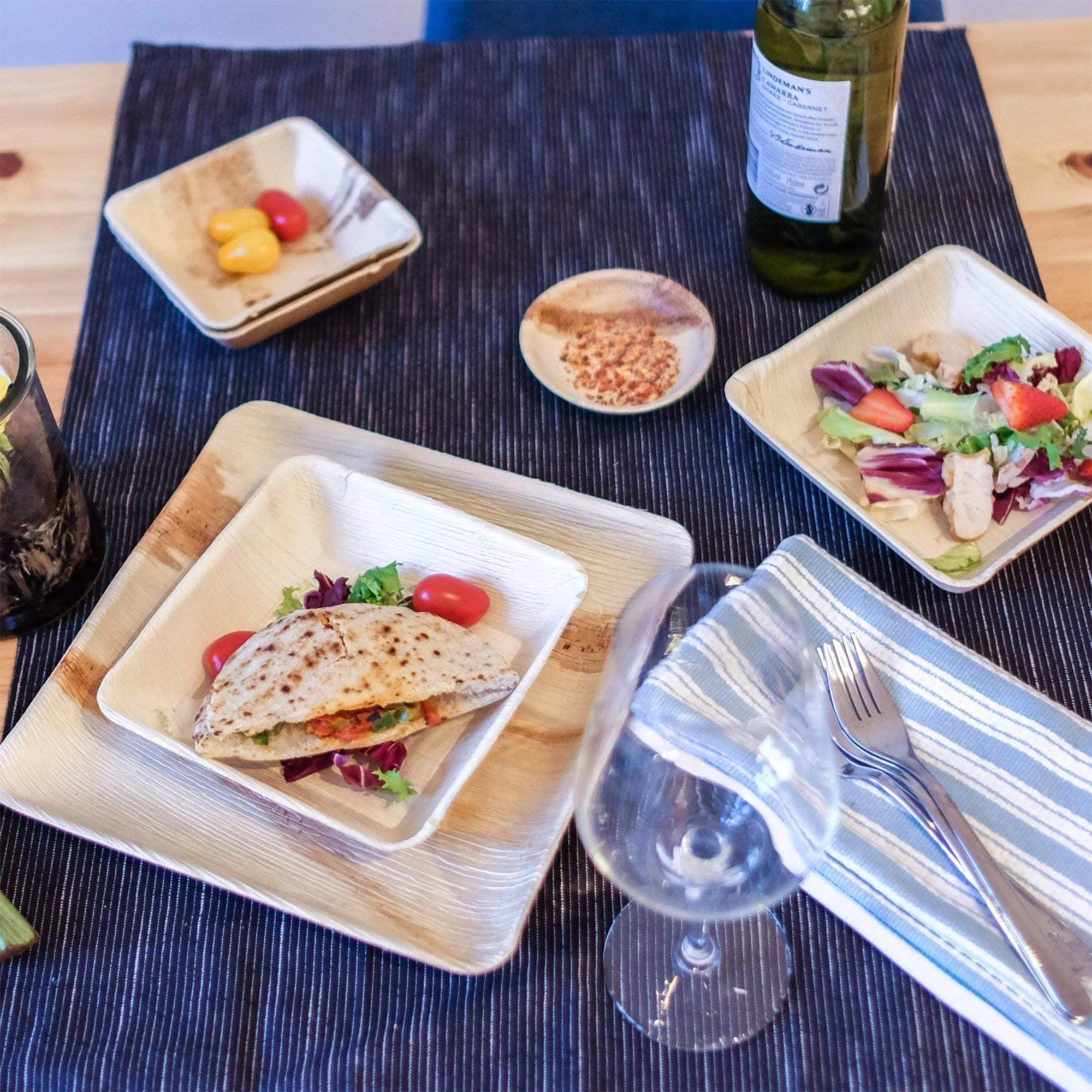 Bamboo Eco-Friendly 100% Natural Bio Degradable Organic Palm Tree Leaf Stealth Disposable Plates