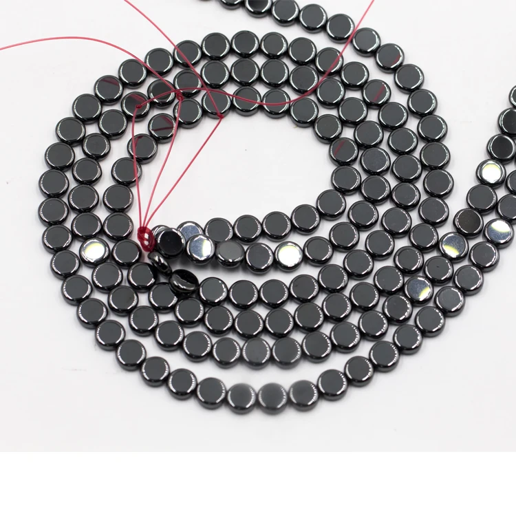 Magnetic hematite beads natural hematite stone beads coin shape hematite flat beads for jewelry making