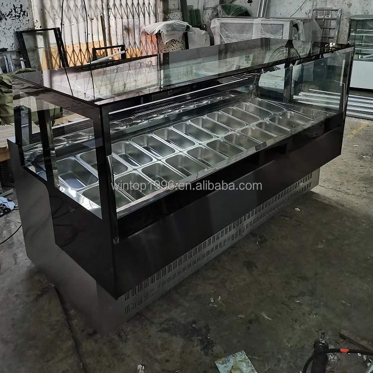 popular icce cream display showcase popsicle display cabinet 24 trays large capacity auto-defrost gelato display cabinet