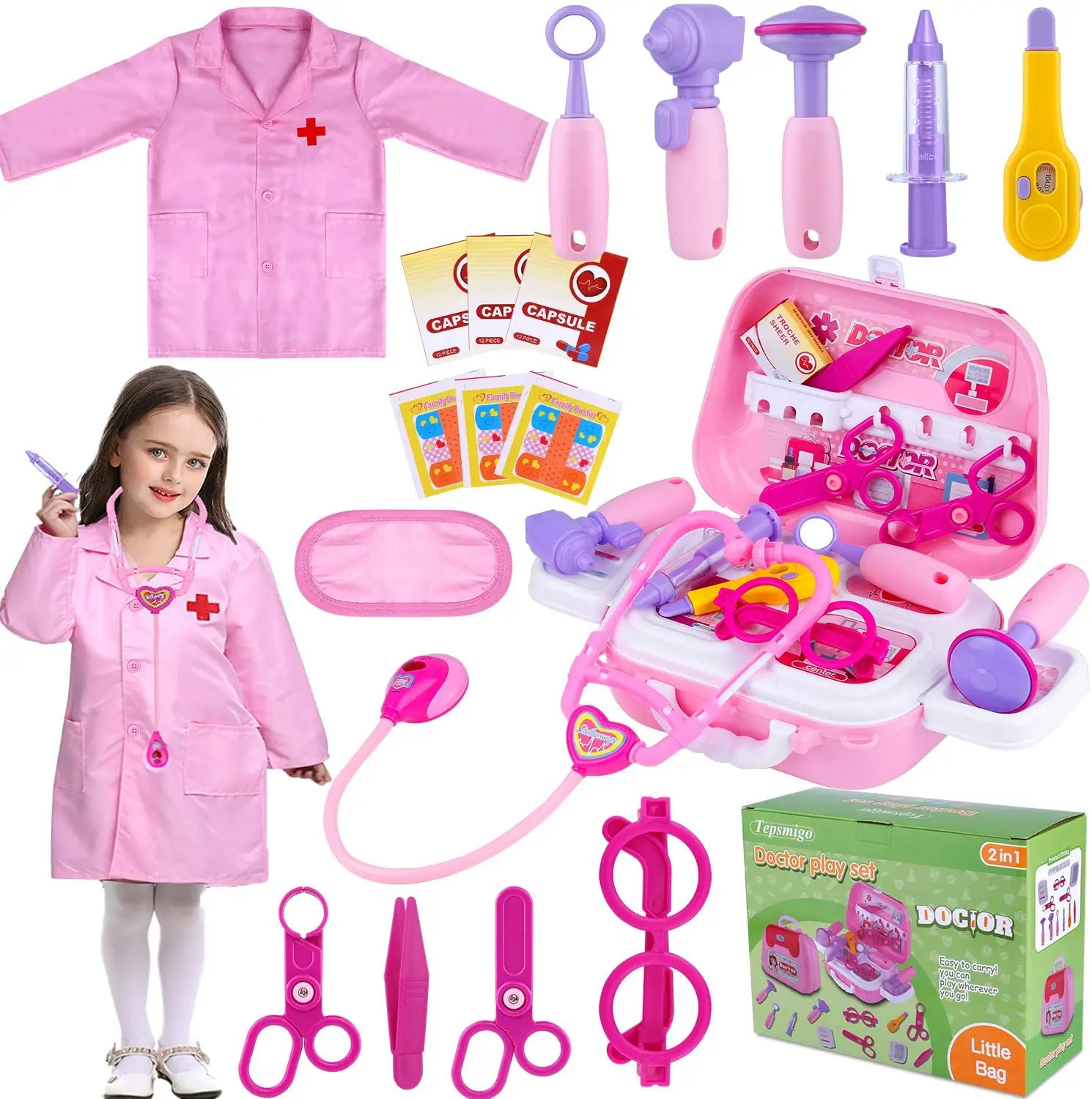 
2021 best selling Doctor Kit for Kids with Stethoscope Medical Set Toys Role Pretend Play for kids 