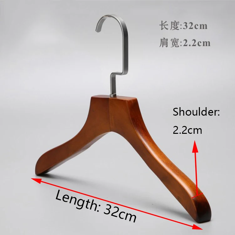 Hot sale brown wood hanger for top and pants female dutch with flat hook personalized wooden clothes hangers