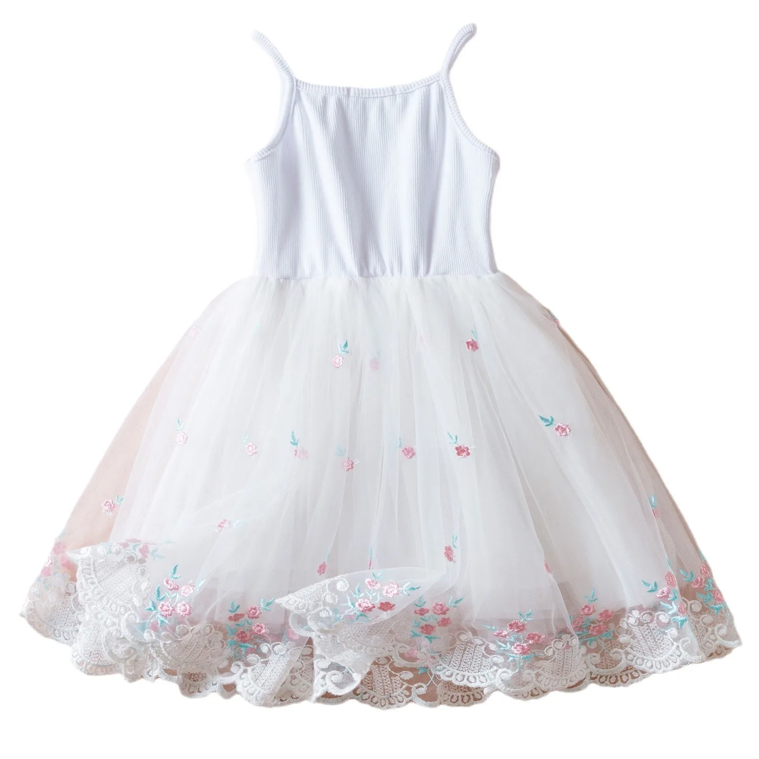 Wholesale New Hot From China Kids Clothes Girl Cotton Soild Color Flower Printing Sleeveless Dress