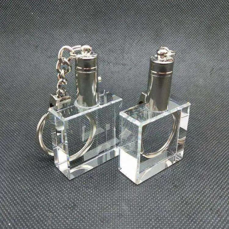 Honor Of Crystal Beautiful crystal glass key chains inside laser engraving custom images crystal  keychain