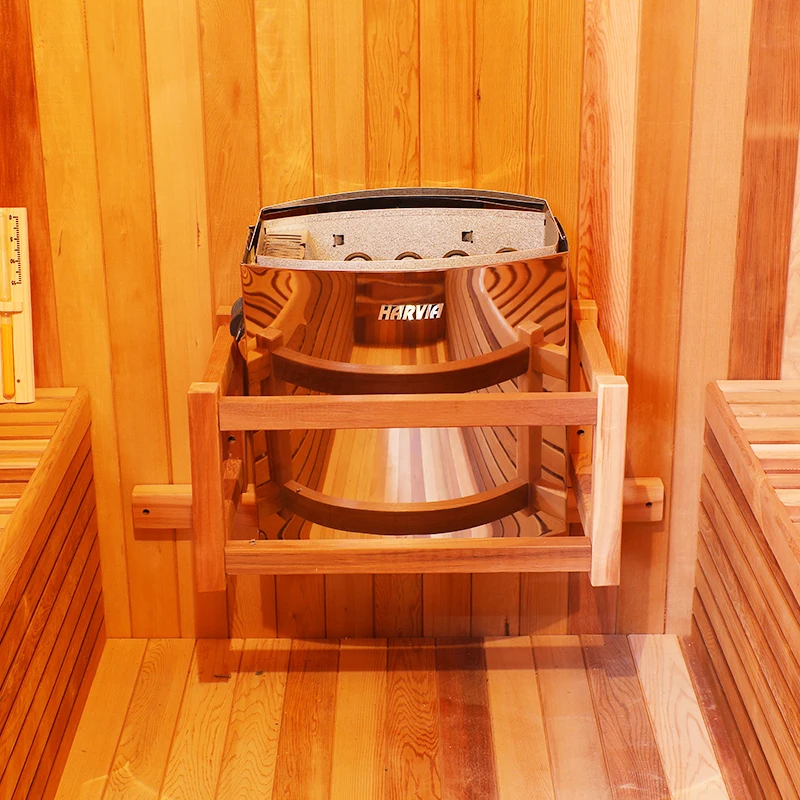 Optional Size Thermowood Spa Tubs Outdoor Square Cube Sauna Rooms with Asphalt Shingle Roofs