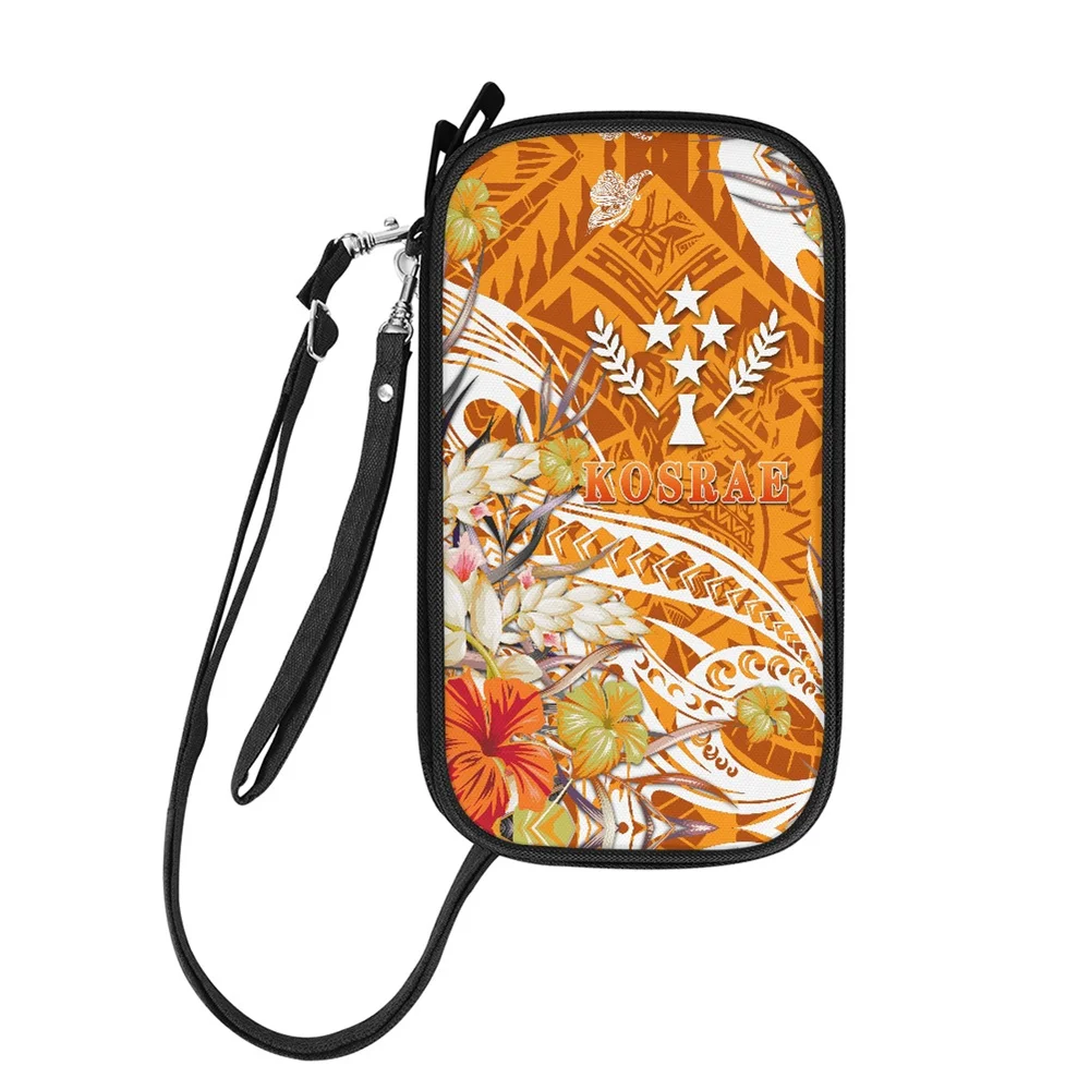 Polynesian Tribal Kosrae ISLAND Logo Grey Pattern Print Custom Passport Holder Polyester Wholesale Family Travel Document