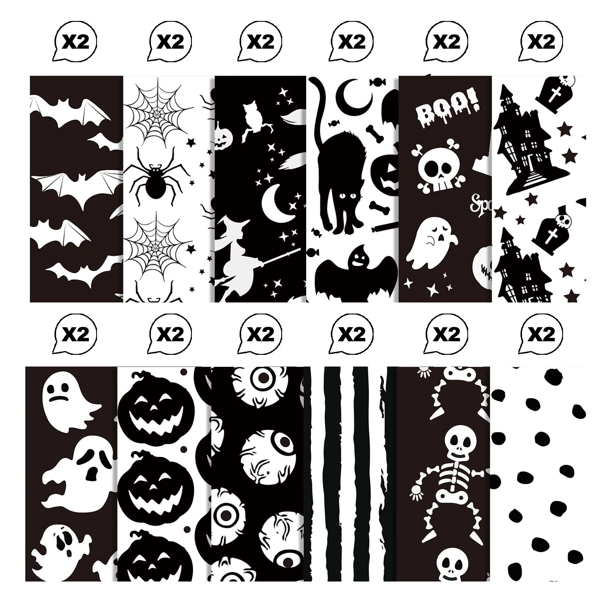 WW013 Halloween Party Black and White Bat Hand Account Material DIY Decorative Paper Scrapbook Card Making Background