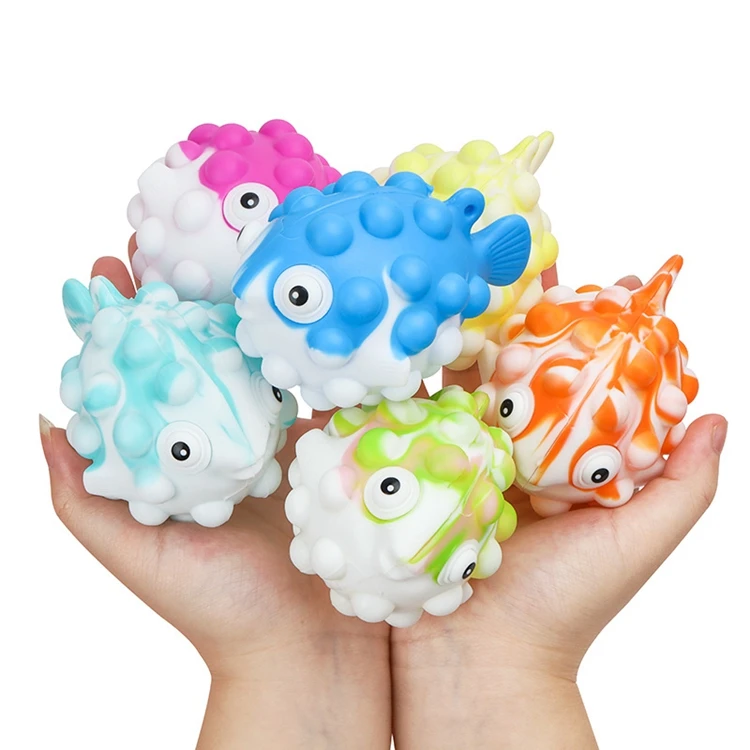 Дизайн тревоги поп 3d фугу игрушка с набивным рисунком силиконовые пуш-ап встроенный в транспортное средство пузырь стресс боп Непоседа мяч