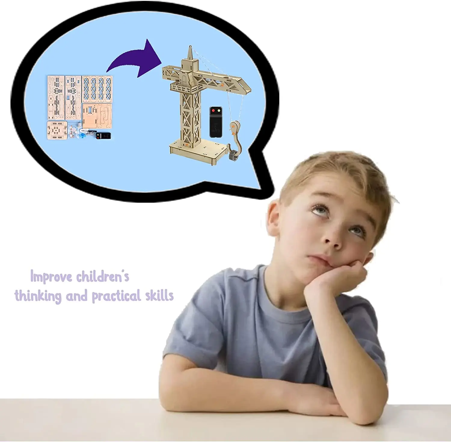 Educational science kit DIY STEM TOYS wooden crane tower wooden science toy for kids