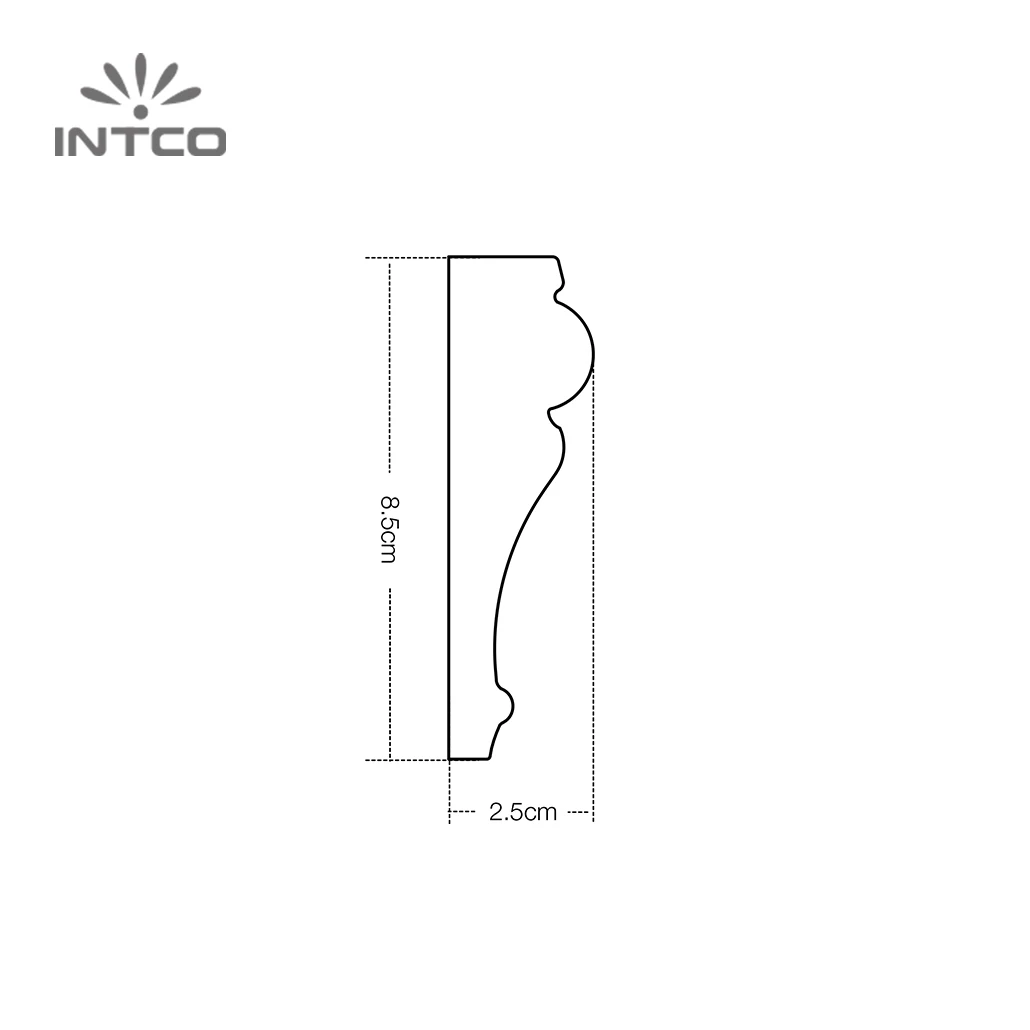 INTCO New Arrival Quick Install Plastic Flexible Trim 8.5cm Waterproof Wall Panel White Case Edge Moulding
