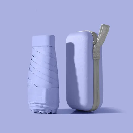 Simple Style Mini Foldable Umbrella 6 Folding Pocket Flat Umbrella With Capsule Cover