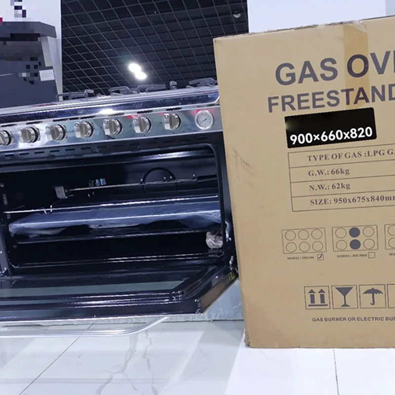 New Design Kitchen Stainless steel 2 in 1 Multifunction Gas Cooktop 5 Burner 5 Plate Free Standing Gas Stove With Oven