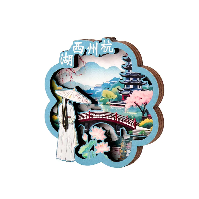 HOT Selling Custom Different Countries Souvenir Wood Magnets for Fridge 3D Wooden Fridge Magnet Gifts