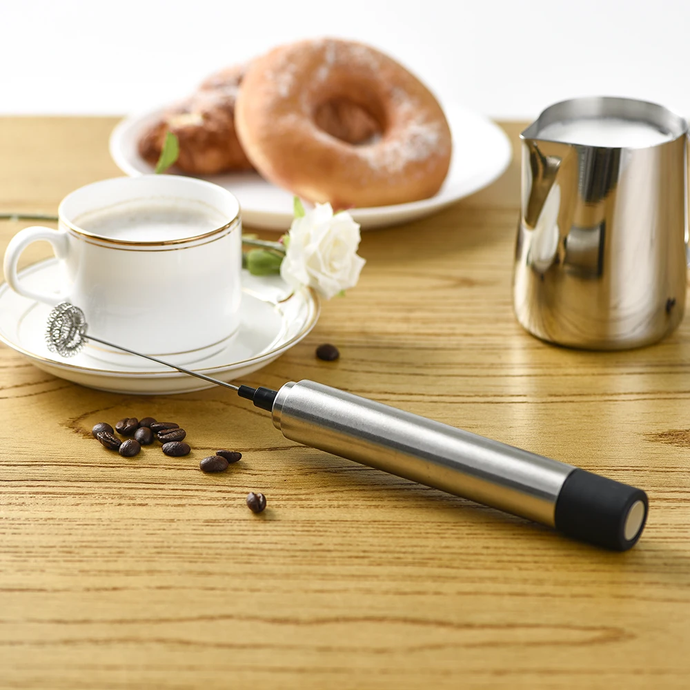 Hot Sale New Arrival Handheld Coffee Machine Reusable Electric Milk Frother in Silver Color