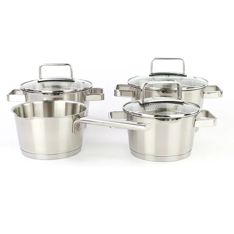AXA 7pcs Wholesale Stainless Steel Kitchenware Cooking Pot Saucepan Set With Glass Lid Casseroles Pot For Home
