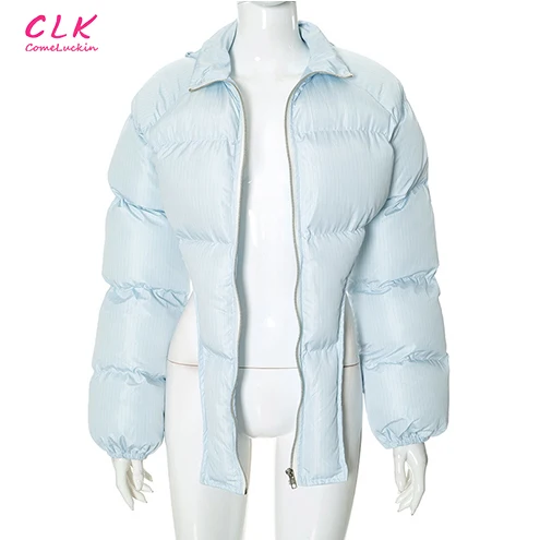 Custom Logo High Quality Winter Multi-Colored Sexy Cropped Hooded Cotton Jacket European Size Bread Jacket Zipper