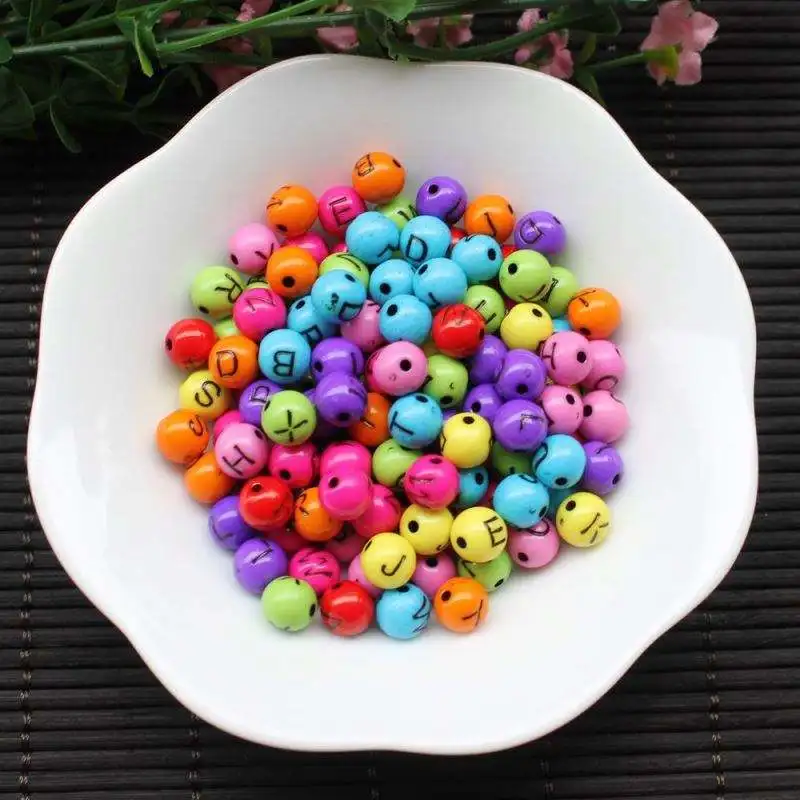 500g/lot Acrylic Plastic Alphabet Letter Beads Charms Pastel Color Alphabet Acrylic Loose Spacer Beads With 3.5mm