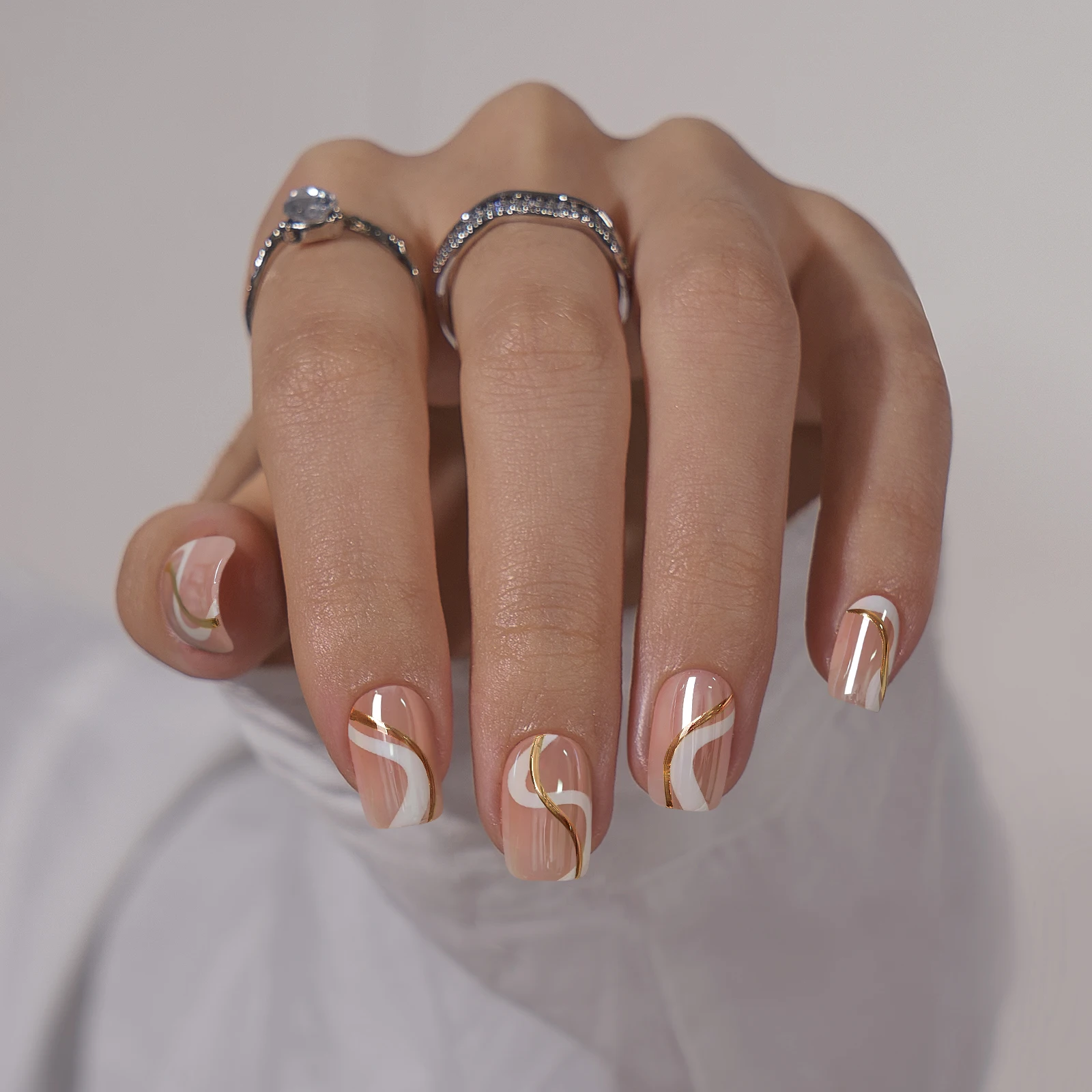 Custom Wholesale Soft Gel Nails Art Design Press On Fake Artificial Fingernails Hand Made Short Square Luxury Gel Press On Nails