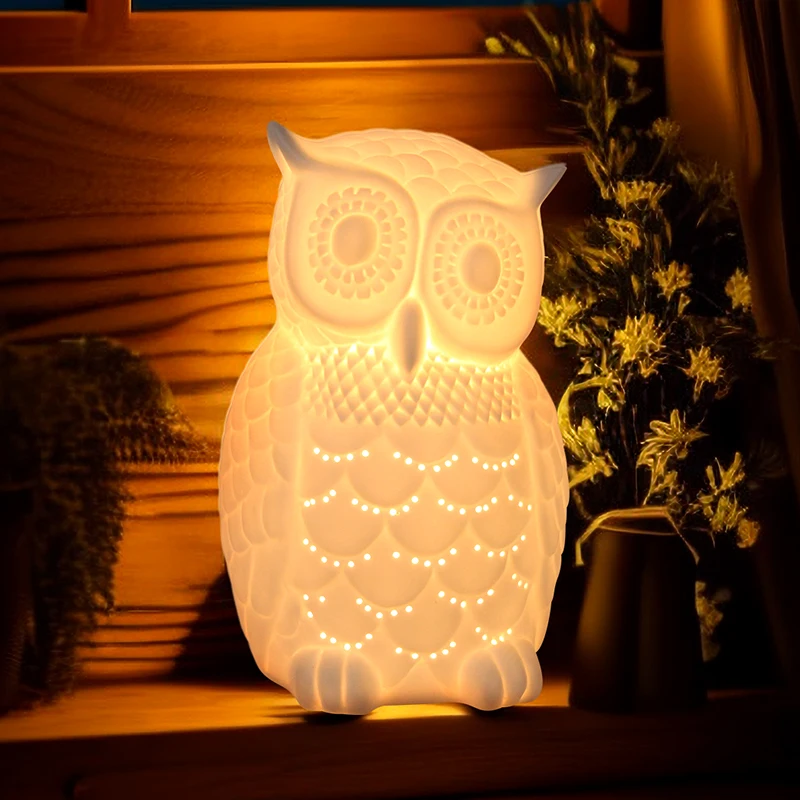 Cheap price custom design accept ceramic hotel home decor lamp 3d visualization lamp anime owl desk lamp for kids