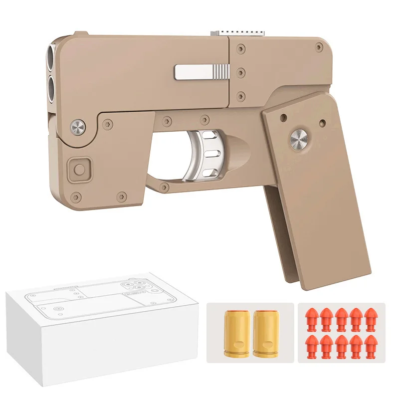 yiiyo Gun Folding Pistol Bullet Automatic Pop Up Creative Soft Bullet Toy gun model plastic pistol interactive toy