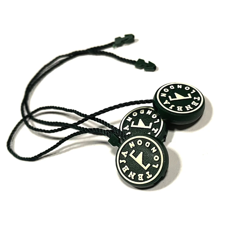Custom High Quality Plastic Hang Label Nylon String Seal Lock Watch Tag with Own Brand Embossed Logo