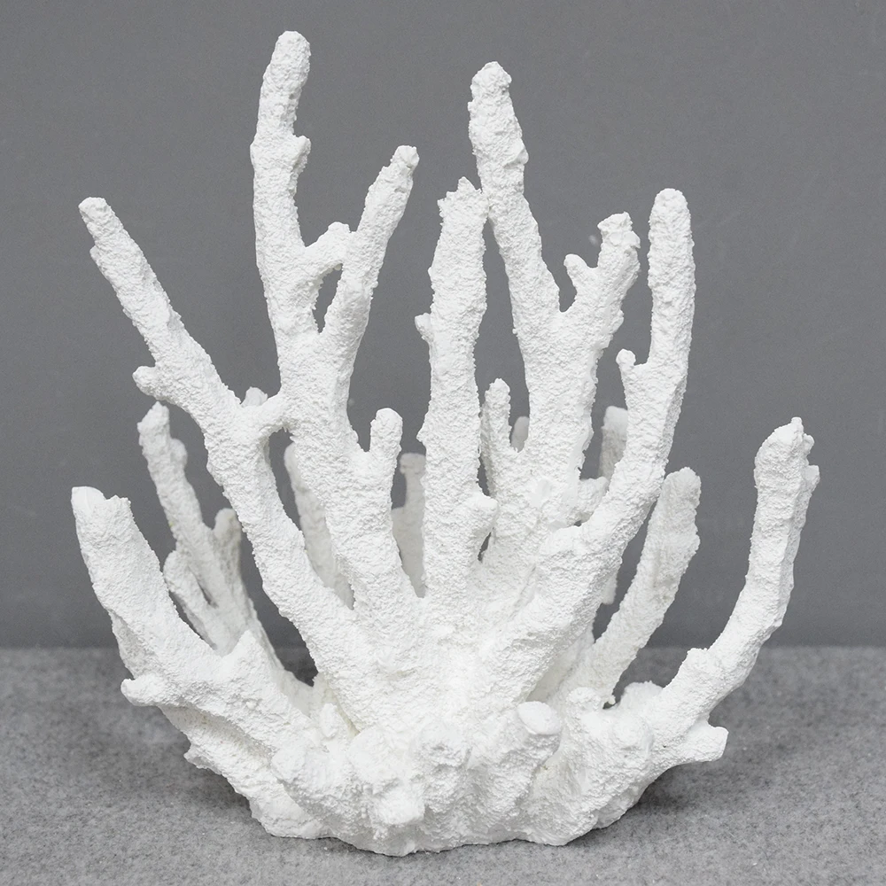 Artificial Coral Ornaments Home Decoration Sculpture Sea Plants White Unpainted Resin Coral