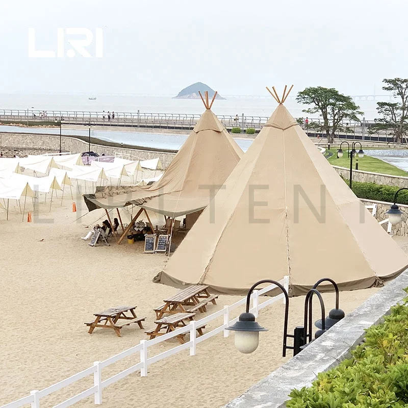 Сверхмощный открытый вигвам Тип парусиновая пляжная Солнцезащитная палатка для кофейни напитков