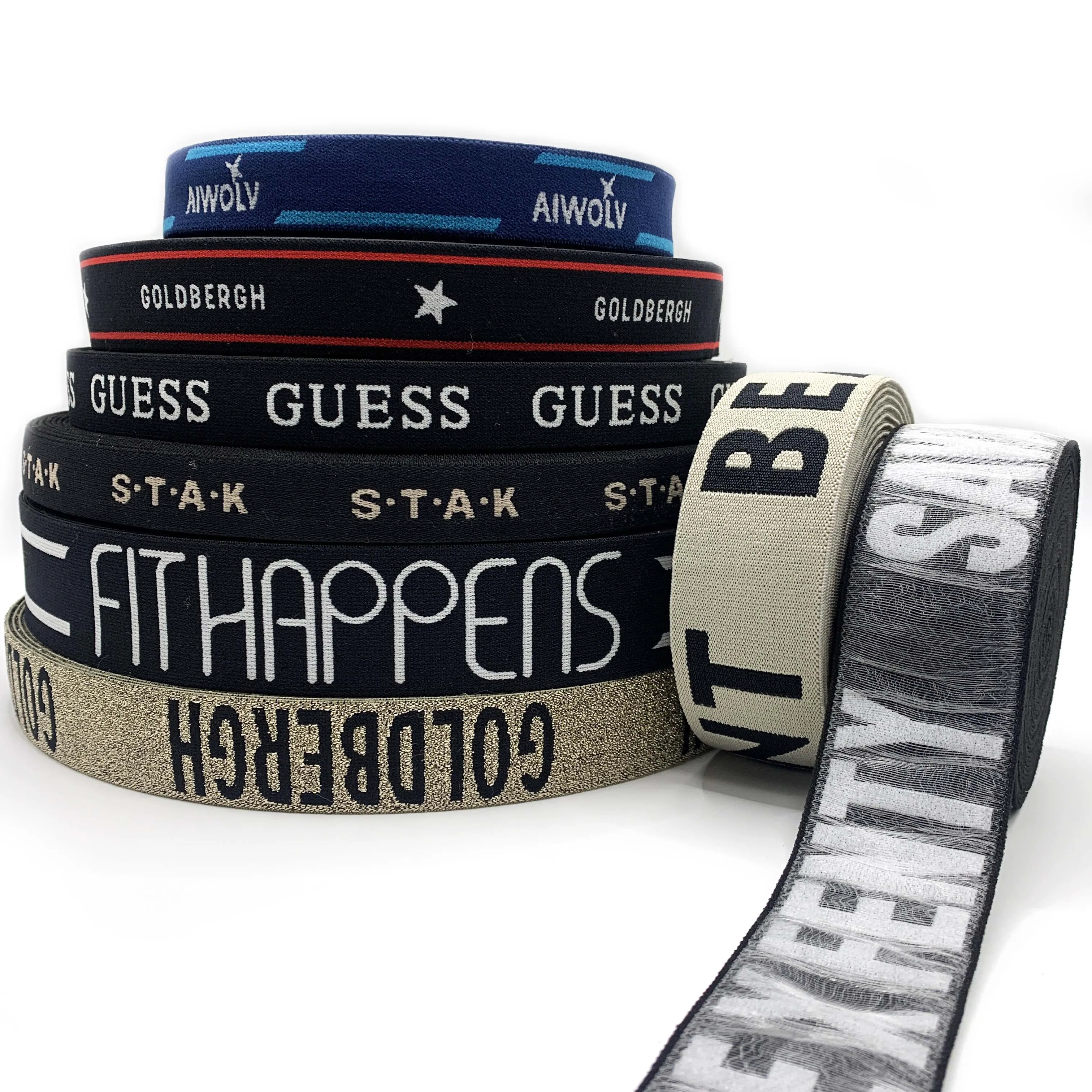 Custom Fashion Logo 40 MM Elastic Band Spandex Strap Lettered Jacquard Elastic Band Patterned Jacquard Elastic Webbing