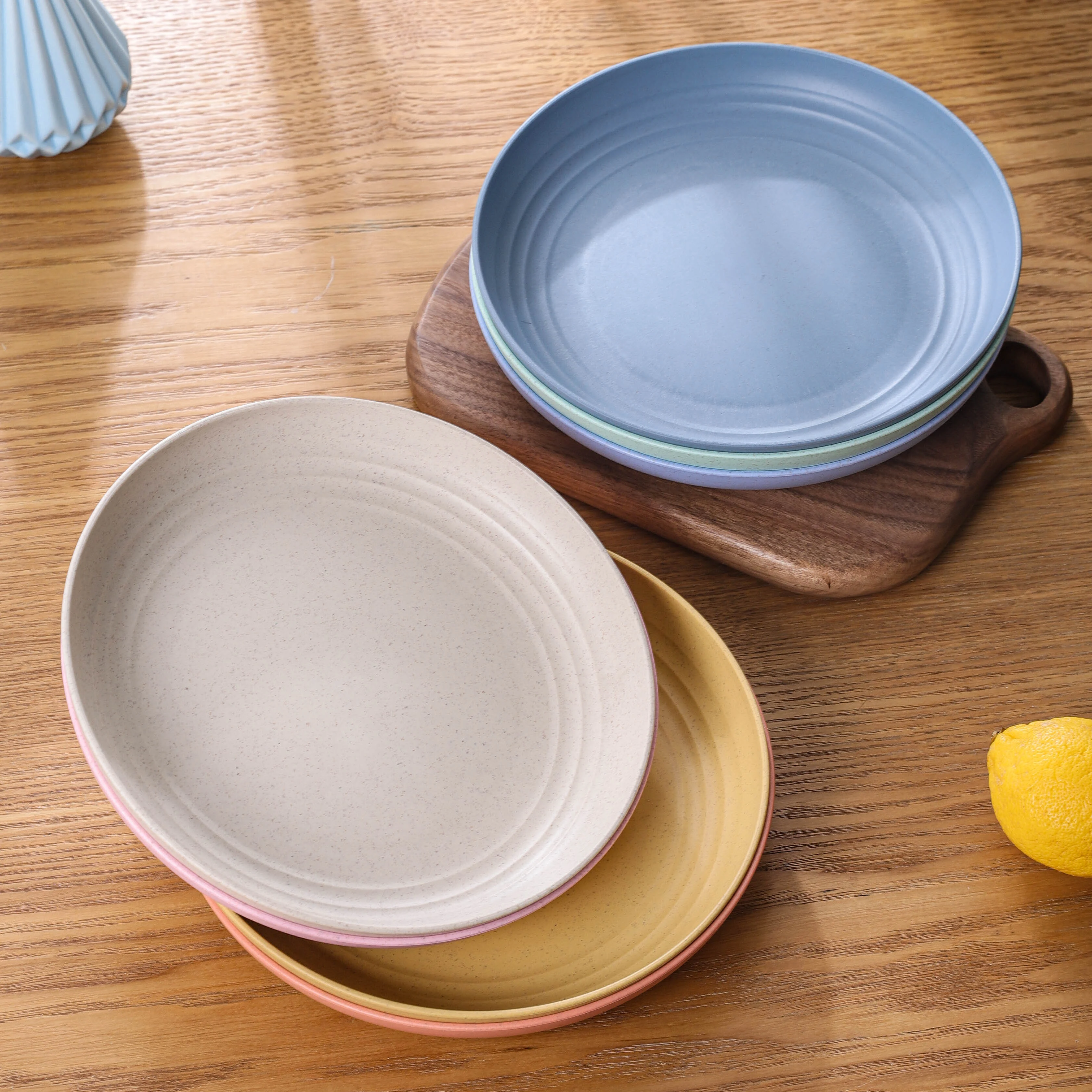 Unbreakable Eco-Friendly Lightweight Dishwasher & Microwave Safe Green and Healthy Dishes Wheat Straw Salad Camping Plates