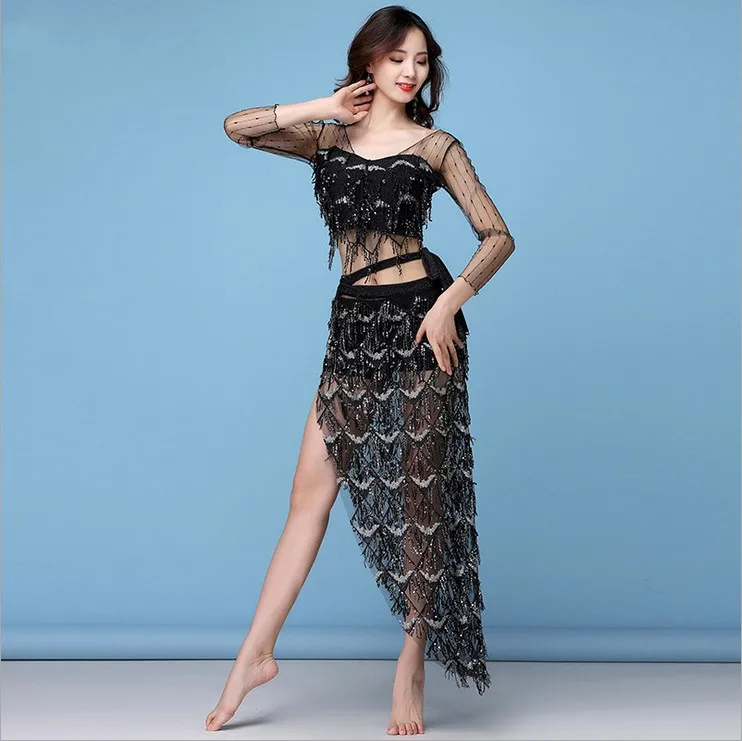 Sexy Egyptian Performance Tassel Suit Belly Dance Costume