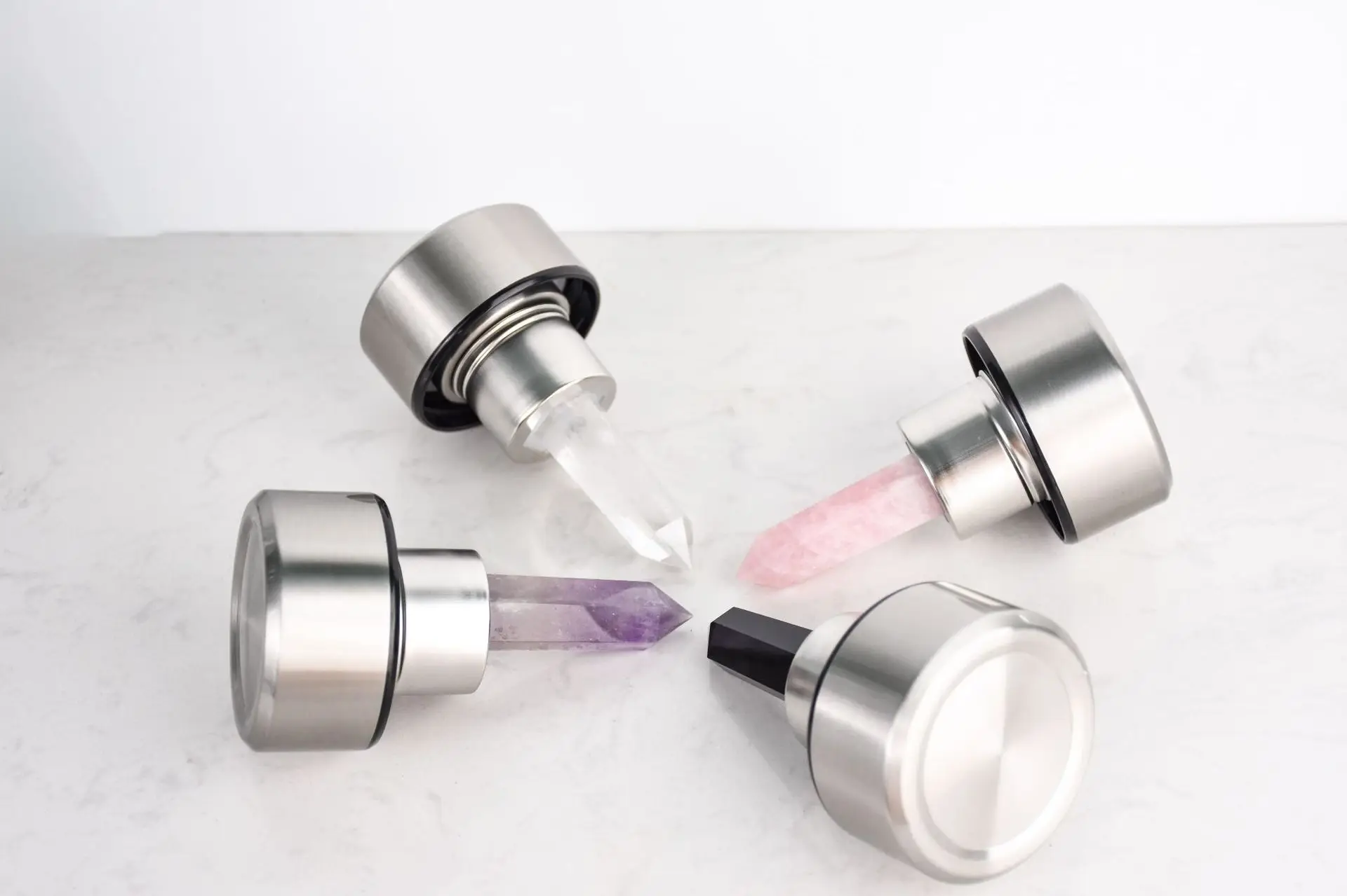 Custom Logo Natural Healing Quartz Elixir Diamond Infused Borosilicate Glass Energy Healing Crystal Water Bottle