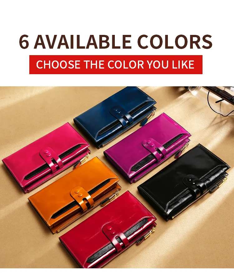 JIANUO hot sale 2022 real cow leather rfid long wallet for women genuine leather