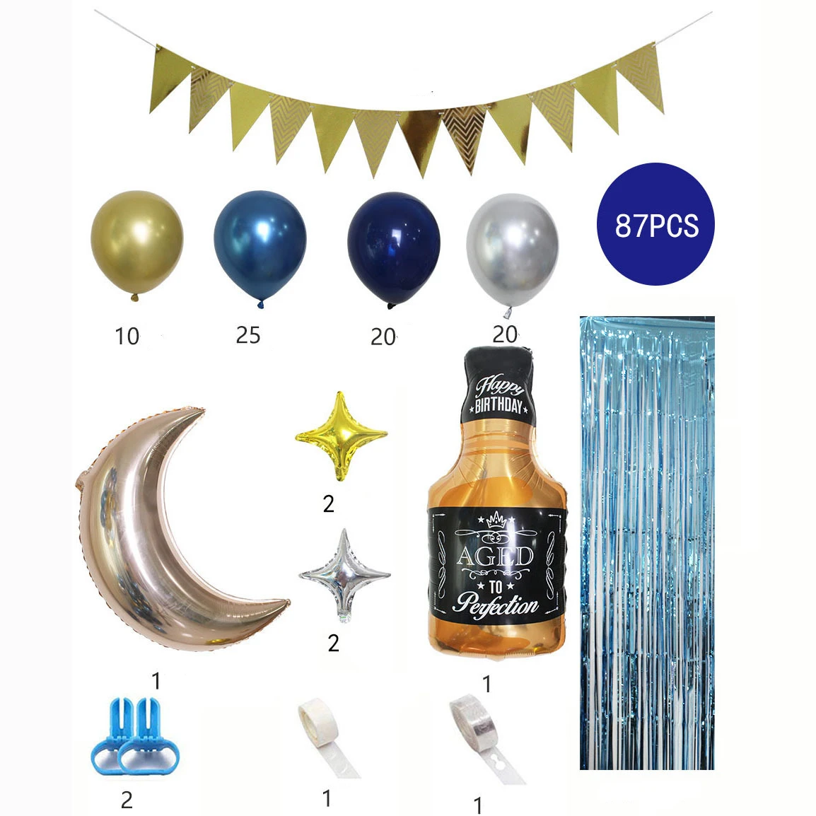 hot sell Whisky blue wedding party balloon set birthday party holiday decoration balloon